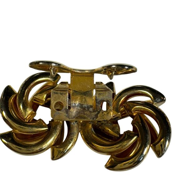 Musi Signed Gold tone Double Star Swirl Dress Clip Set Of Two Flat Back Pretty - Picture 6 of 9